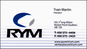 Carte d'affaires Rym